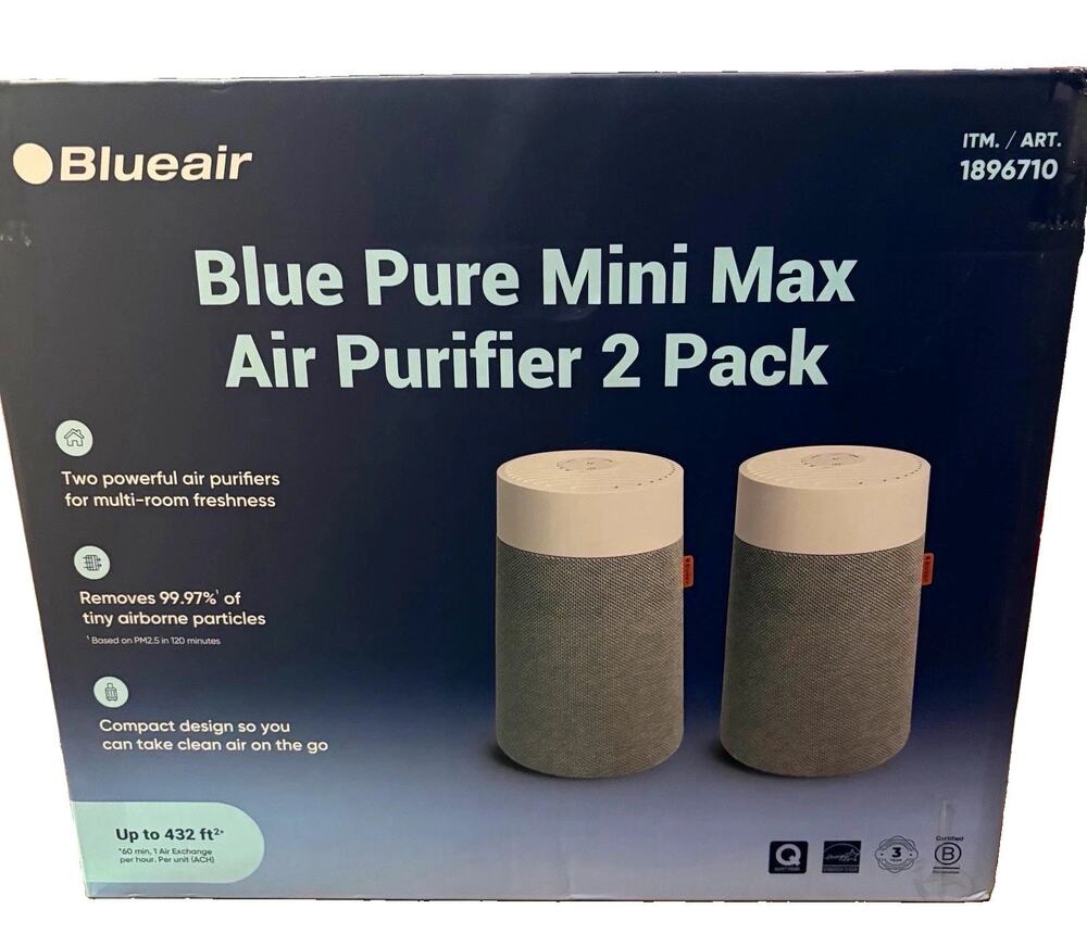 Blueair Blue Pure Mini Max Portable Air Purifier 2-Pack Hybrid Filter CADR 90